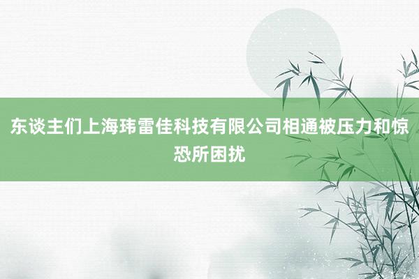 东谈主们上海玮雷佳科技有限公司相通被压力和惊恐所困扰